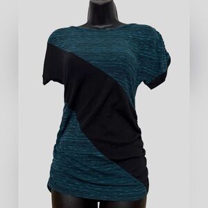Stylish Black and Teal Women's Short Sleeve Top